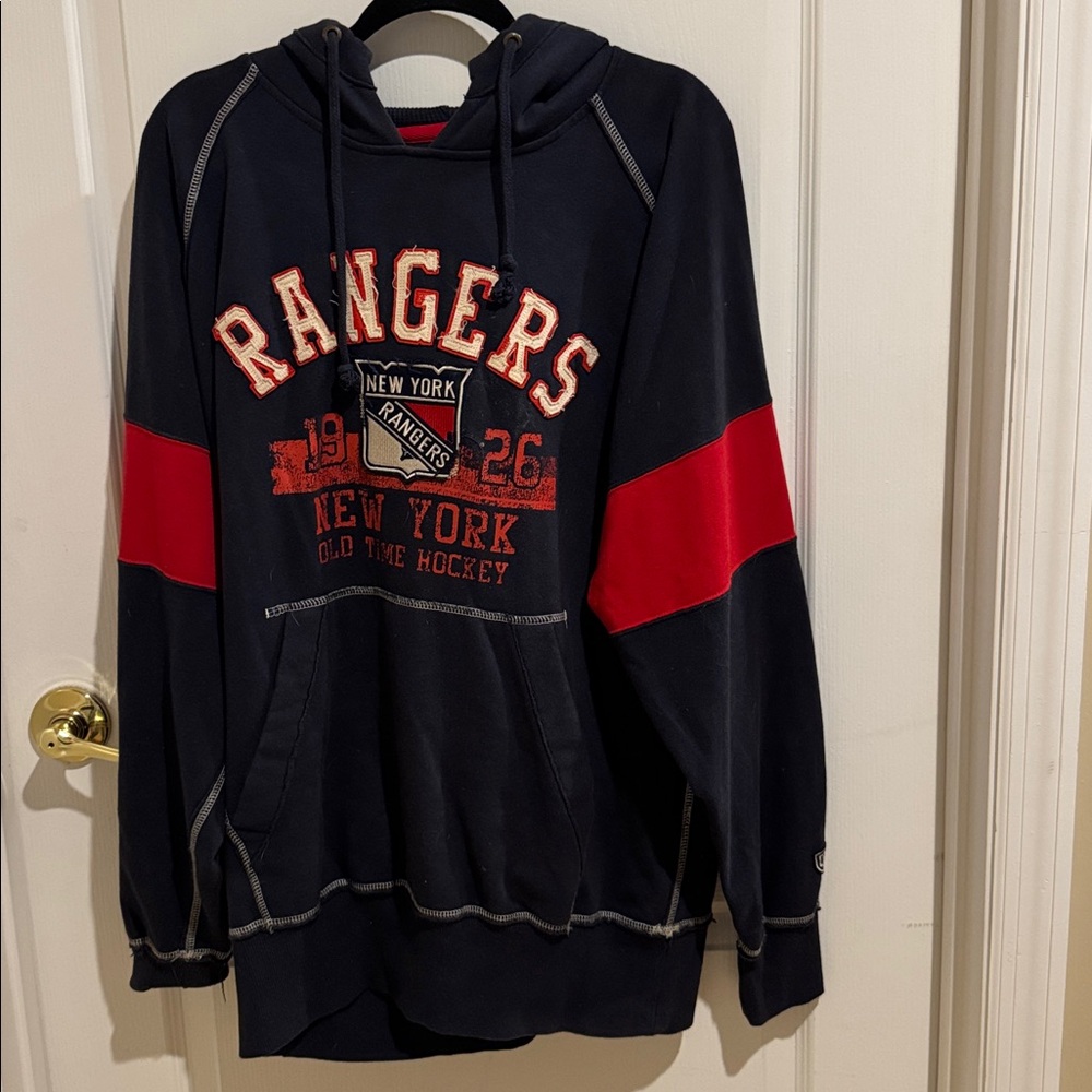 Old Time Hockey New York Rangers Blue and Red Hoodie